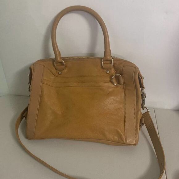 Rebecca Minkoff Womens Tan Leather Zipper Crossbody Satchel Handbag Size OS - Picture 2 of 9